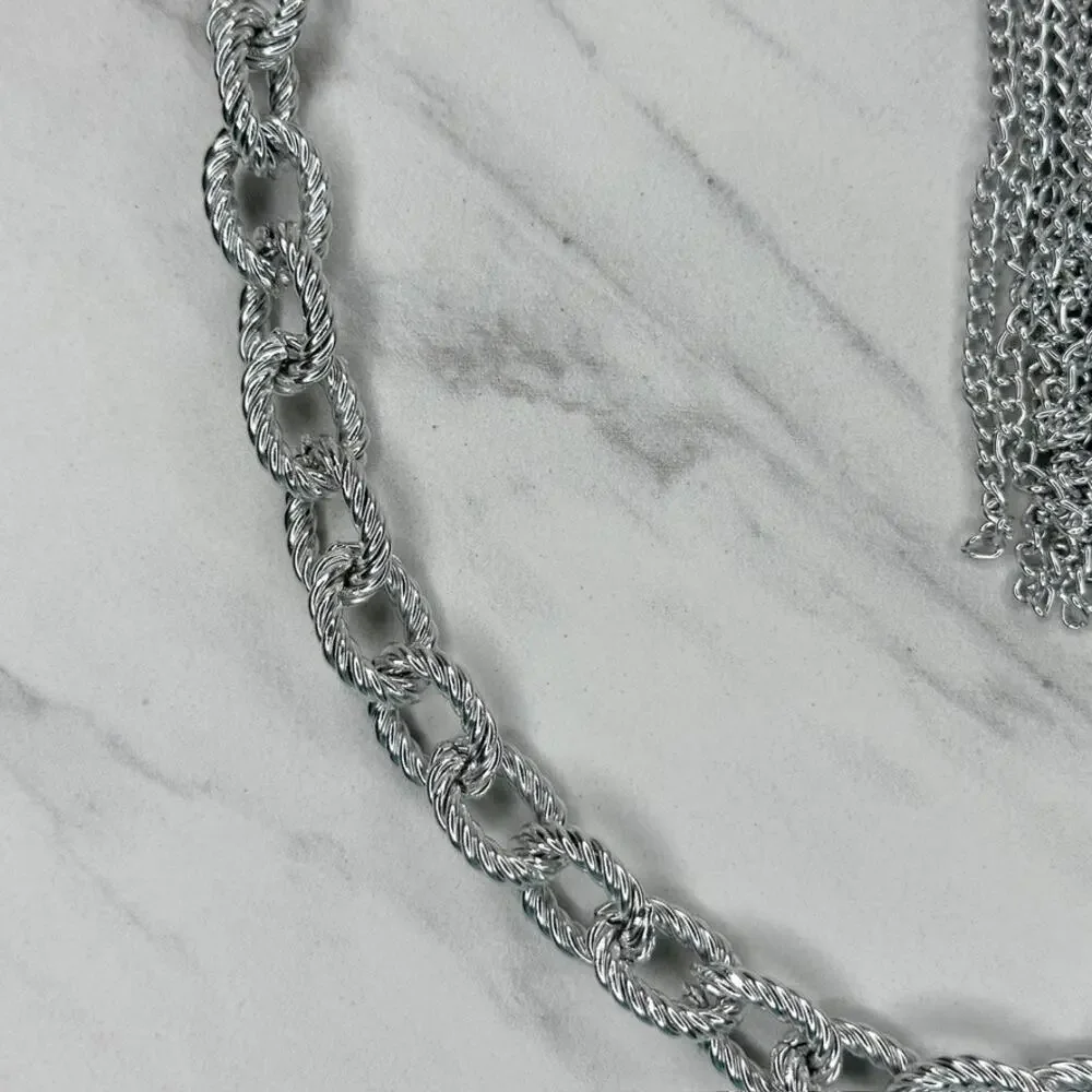 Tassel Charm Silver Tone Chain Link Belt Extra Small/Small (XS/S) ✨